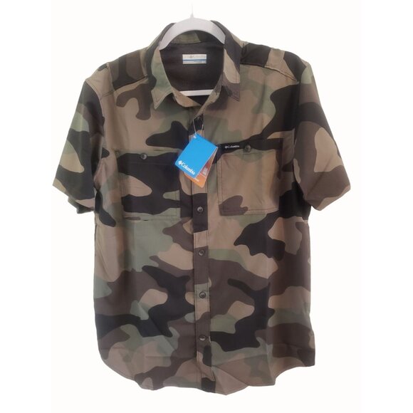 Columbia Men's Utilizer Shirt Printed Woven Short Sleeve Brown/Green Camo Size S - Picture 6 of 10